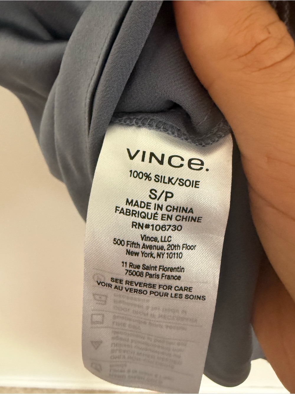 Vince Blouse Cowl Neck Cap Sleeve Silk in Blue - Picture 5 of 6